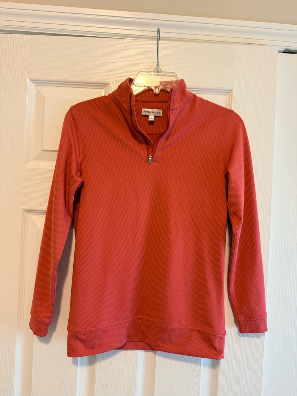 Peter Millar Men's Coral-Red Quarter Zip Pullover